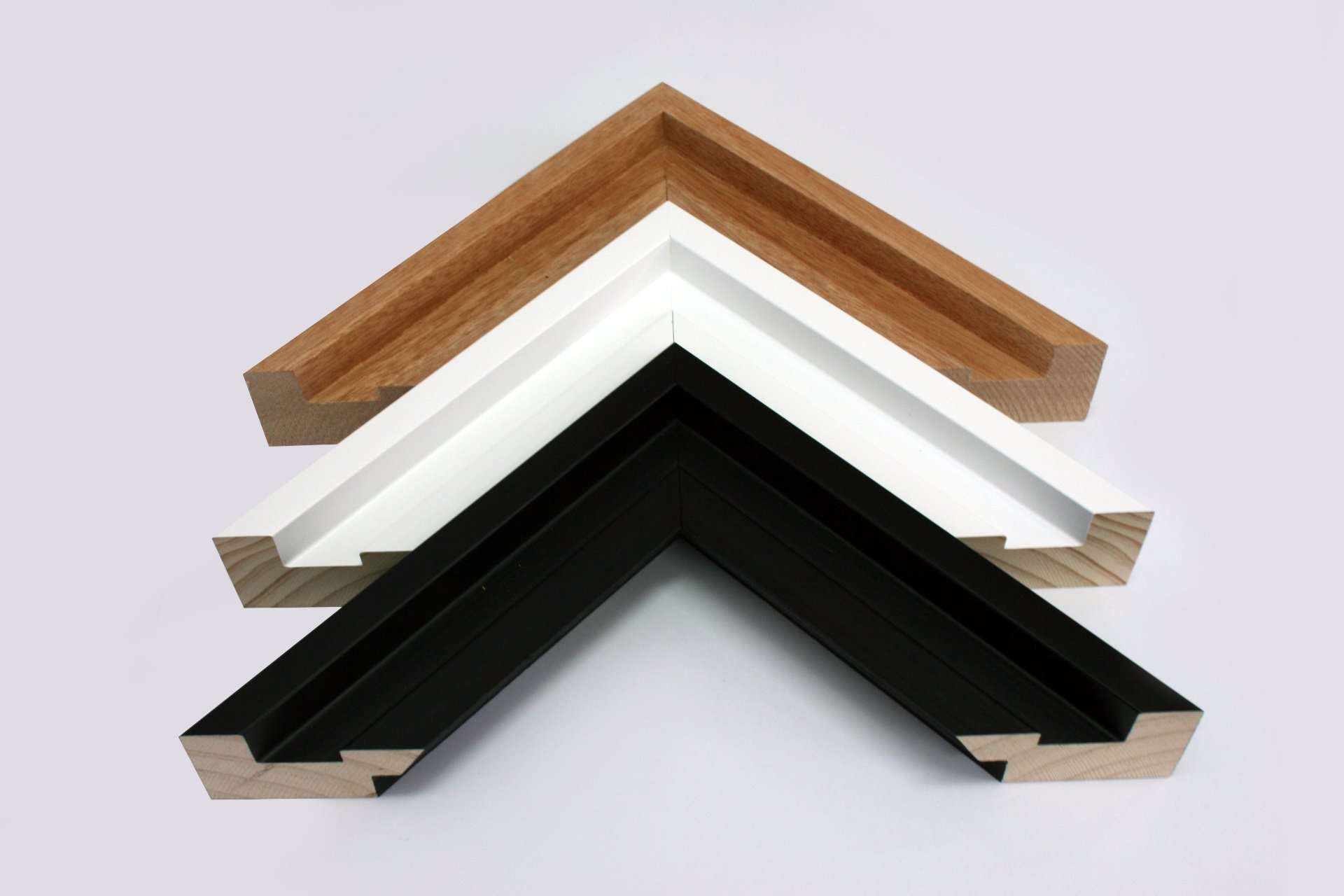 Acrylic Meranti frames in raw - black - white